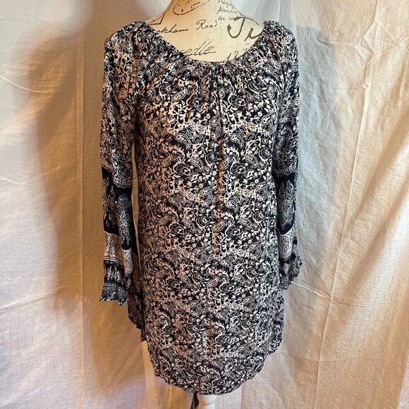 California Moonrise Dress or long tunic Navy Blue White Bohemian Size XS - Picture 3 of 12